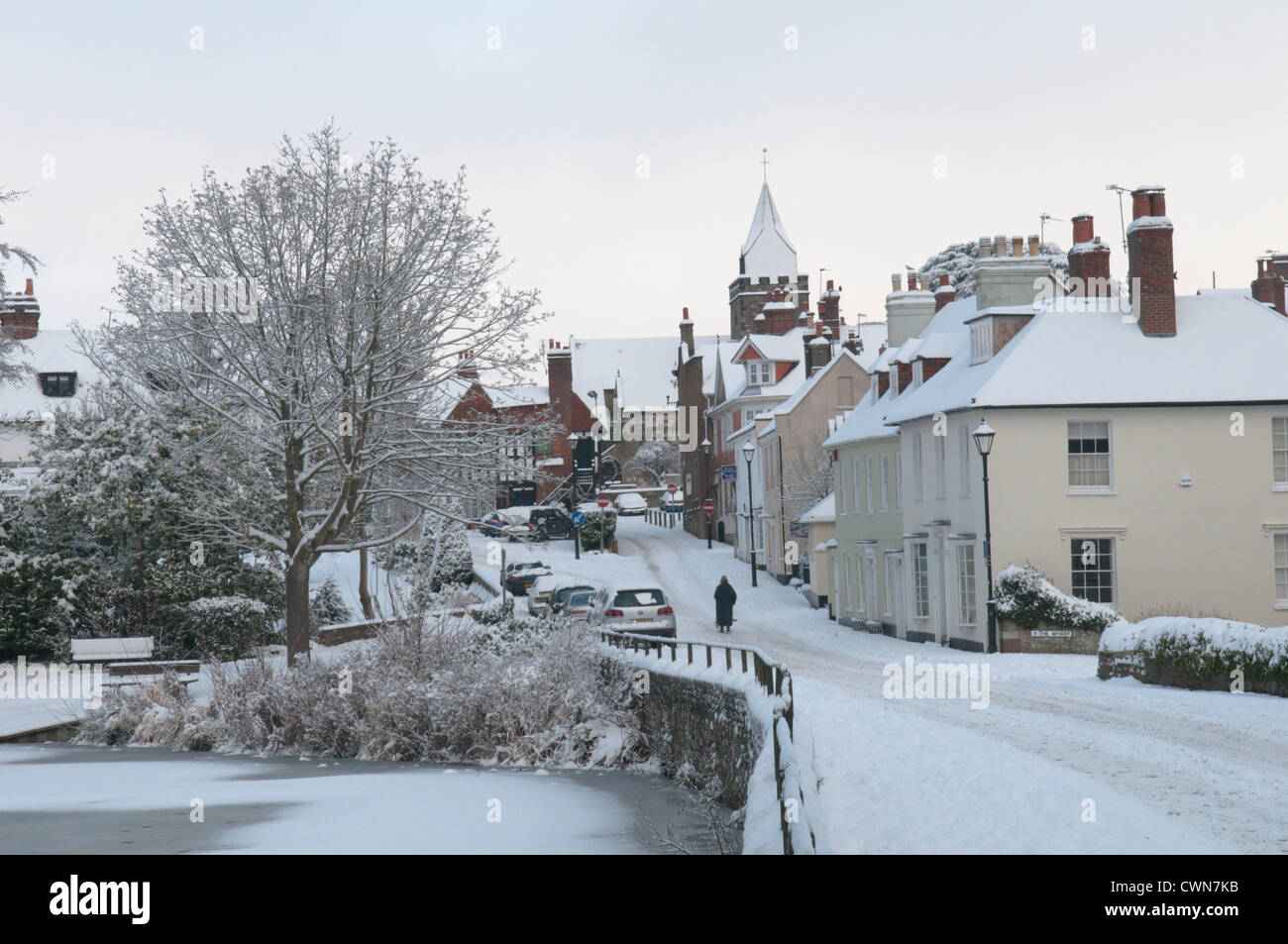 Snow in December. Midhurst, West Sussex, UK. South Downs National Park. Stock Photo