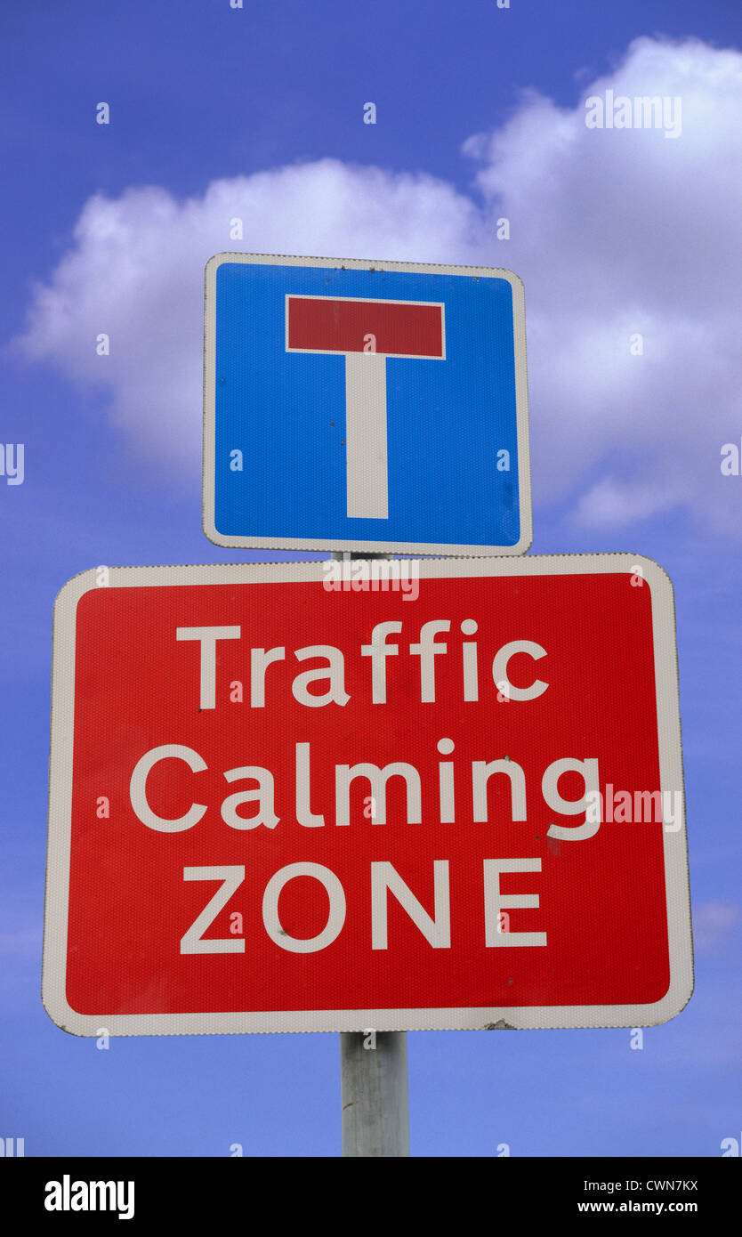 Warning Roadsign Of Traffic Calming Zone Ahead To Slow Down Traffic In 