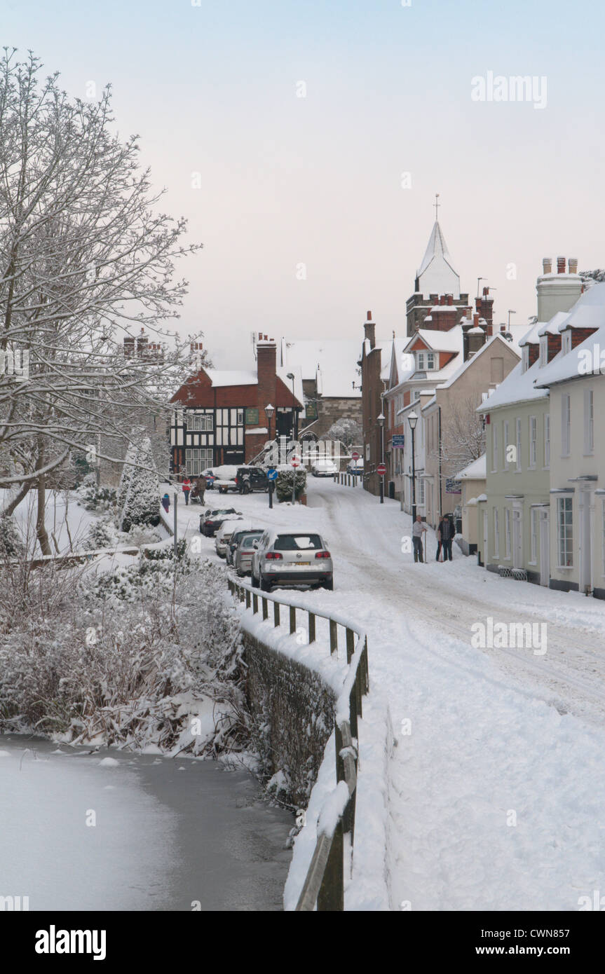 Snow in December. Midhurst, West Sussex, UK. South Downs National Park. Stock Photo