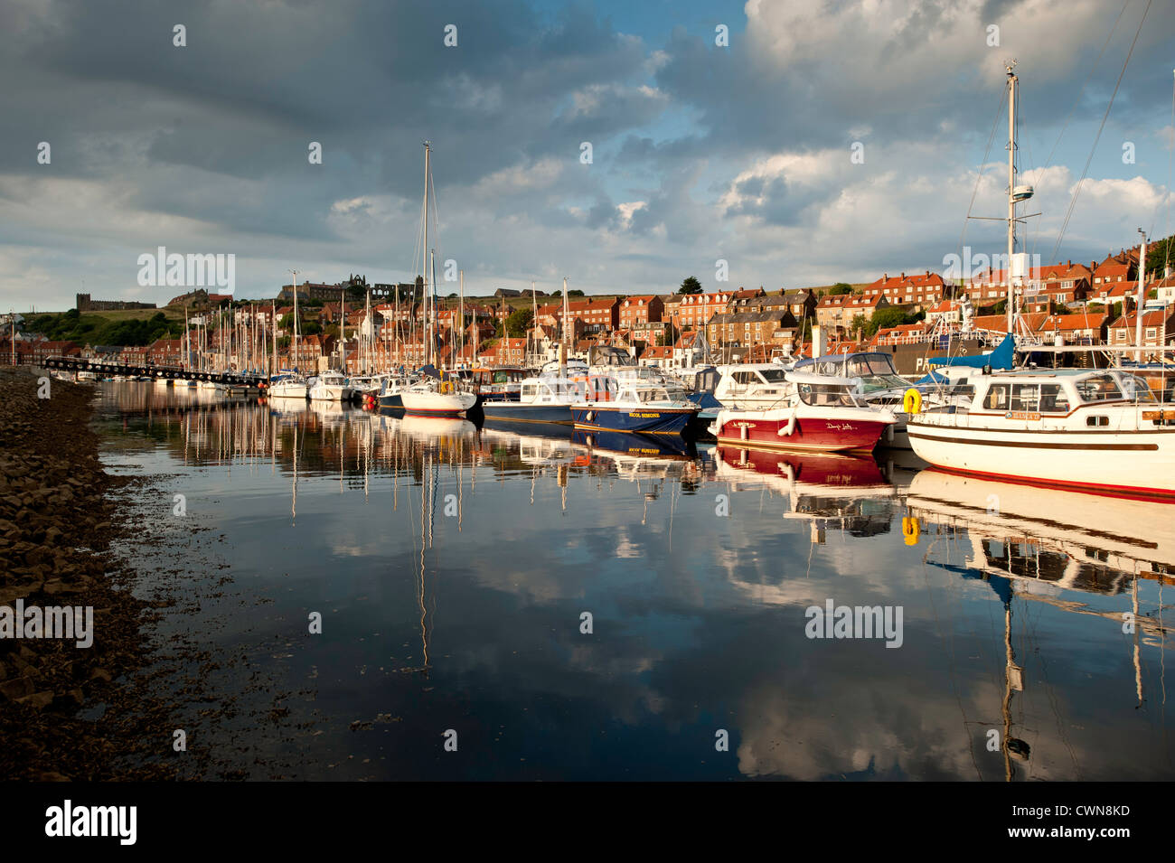 View of Whitby town and harbour, North Yorkshire, United Kingdom Stock Photo