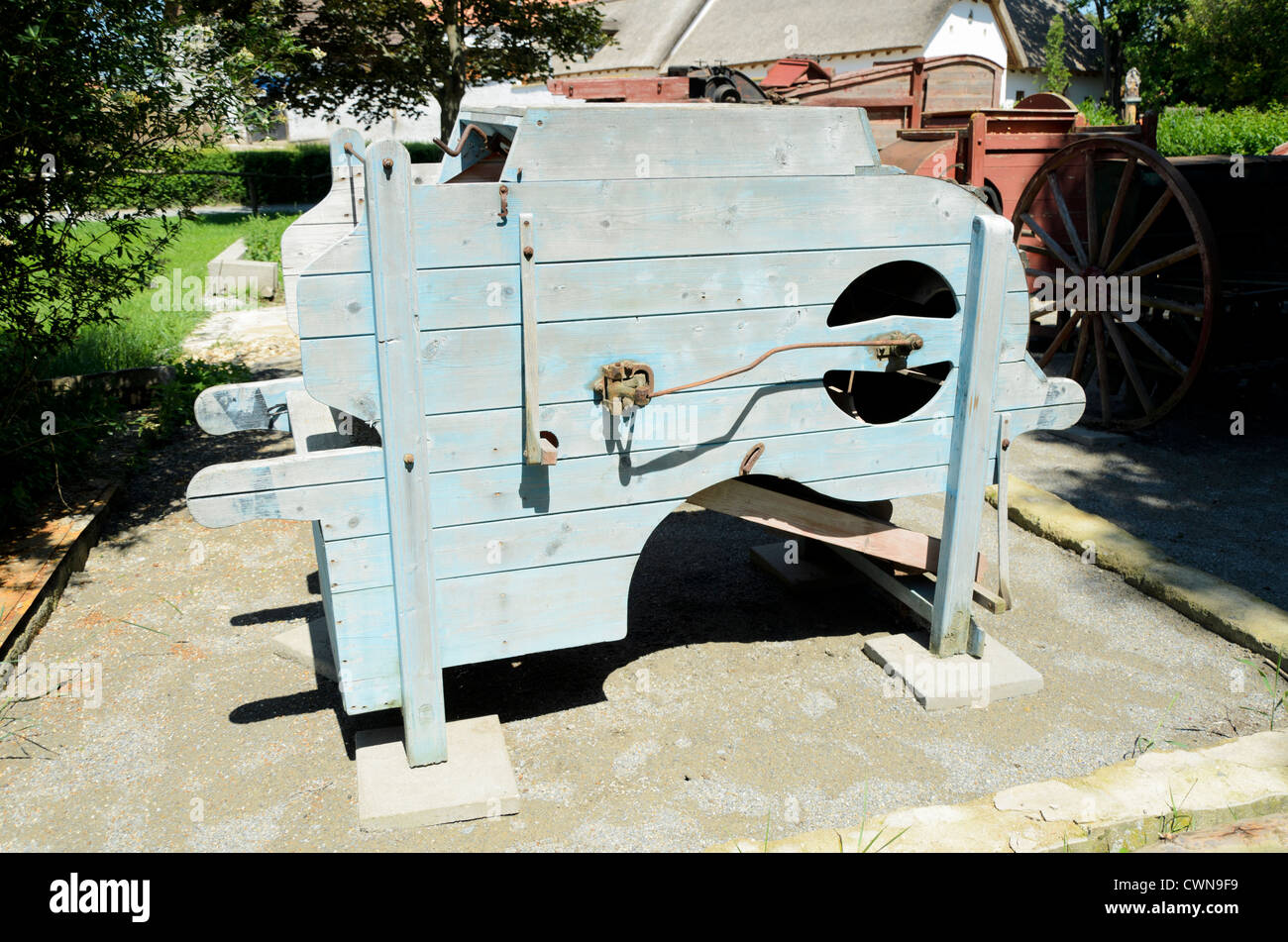 Old farm machinery in Vyskov petting zoo Stock Photo