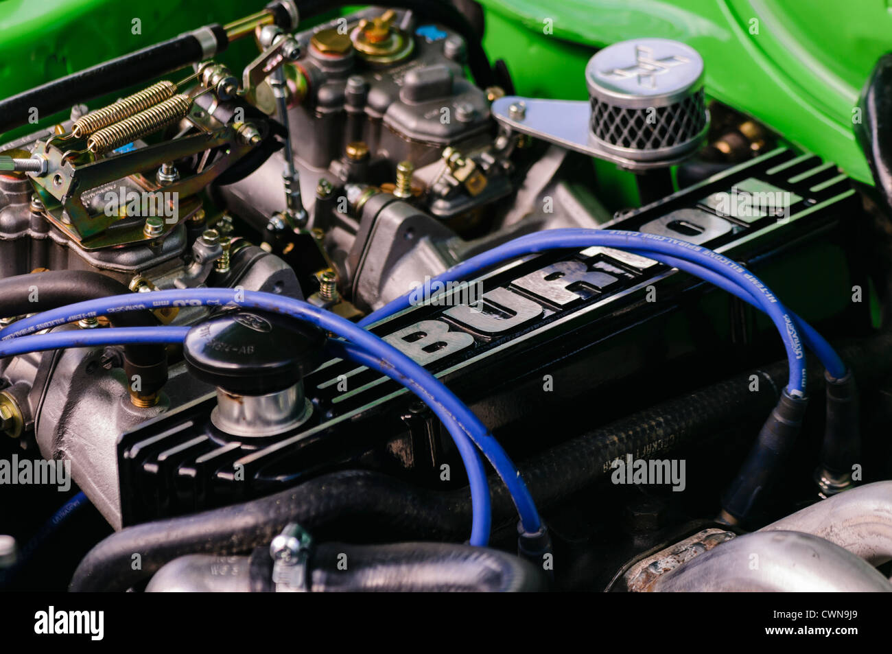 Burton engine fitted to a Mk3 Ford Escort Stock Photo - Alamy