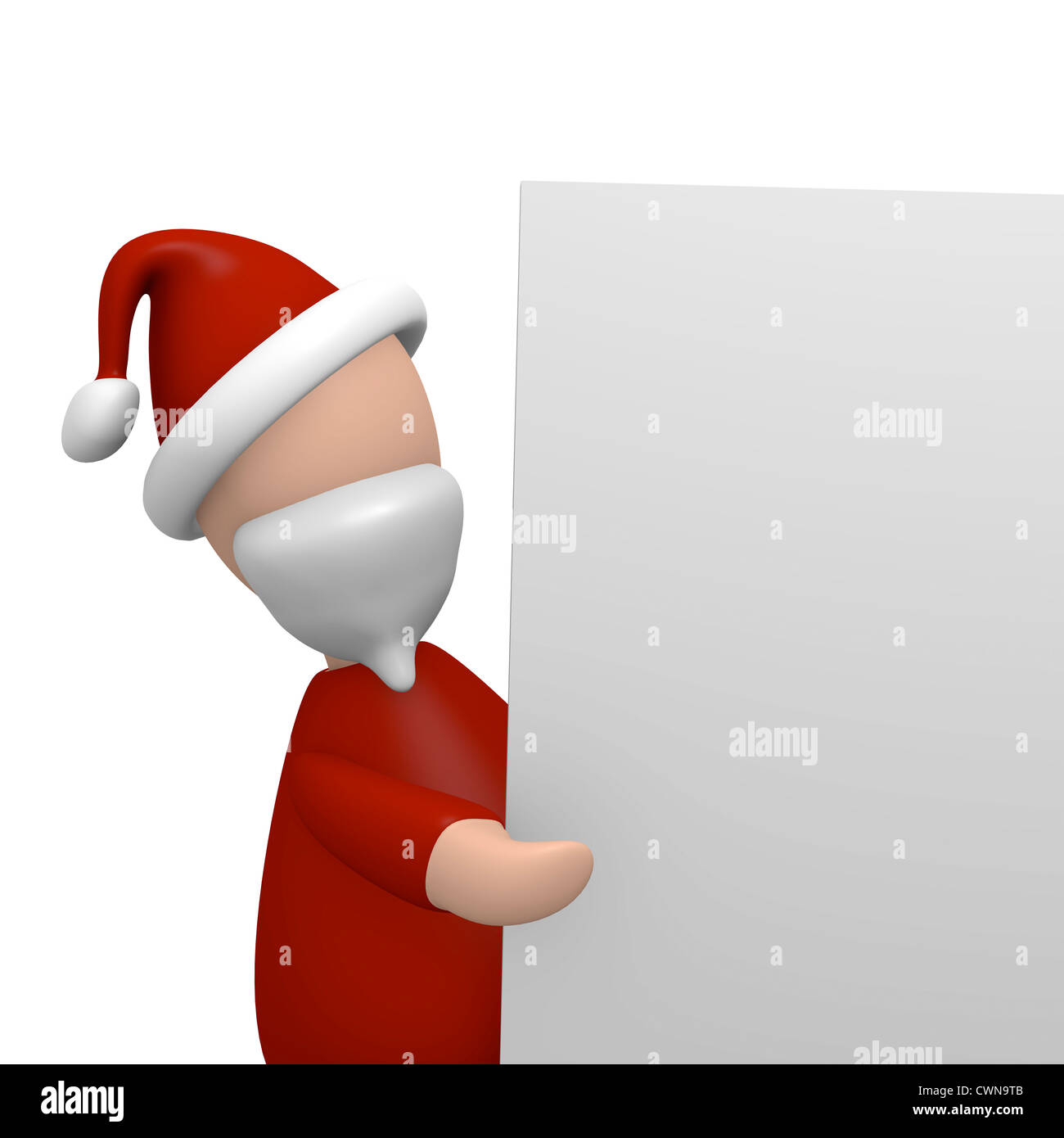 Santa Claus pointing on a blank board Stock Photo - Alamy