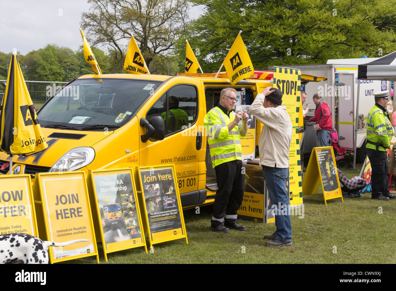 The Automobile Association (AA) recruiting at the Lancashire Countryside Experience day at Witton Country Park  in 2012. Stock Photo