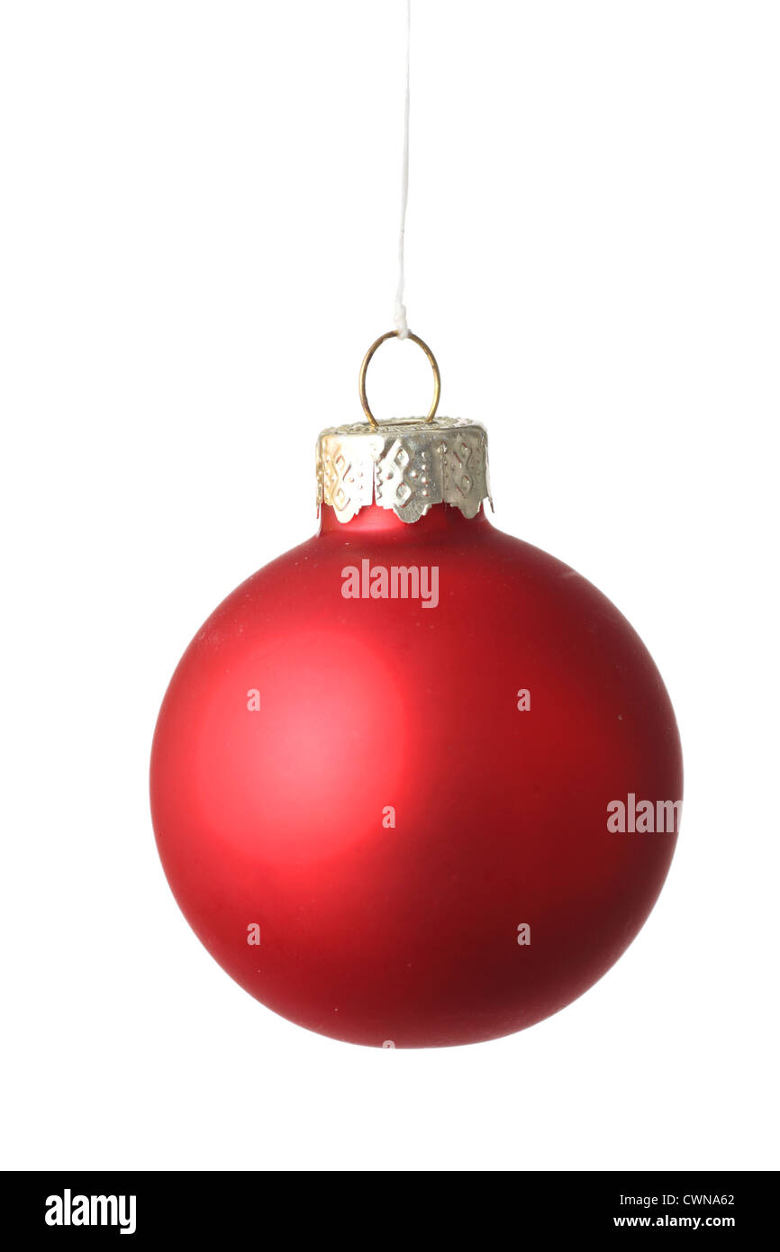 A red Christmas tree decoration isolated on white Stock Photo - Alamy