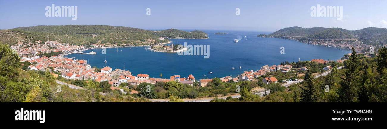 Panoramic view of Croatian Town Vis Stock Photo
