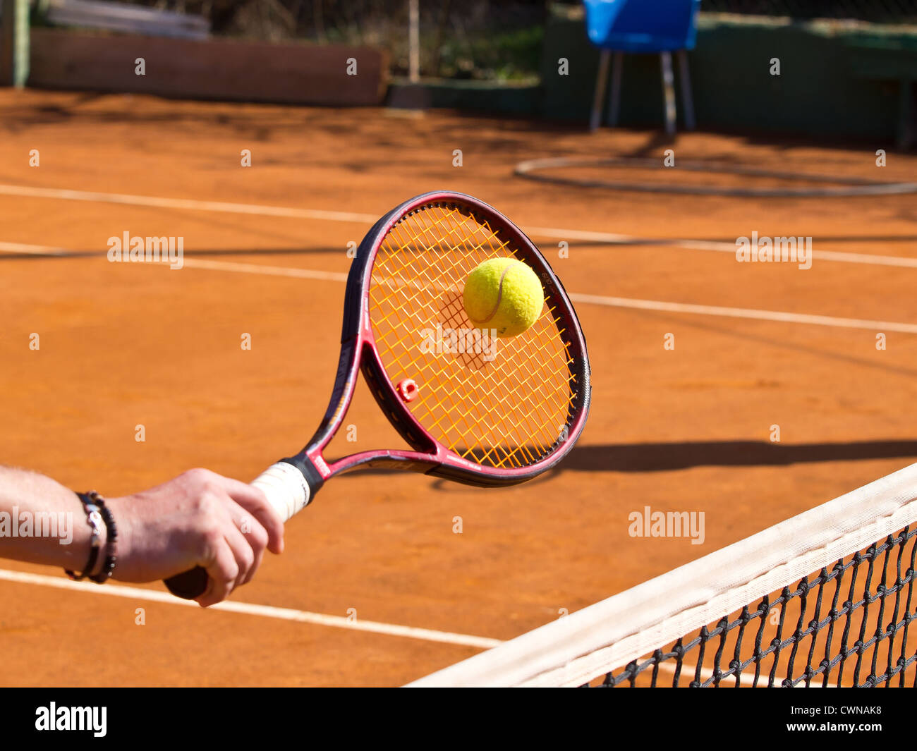 tennis racquet and the ball Stock Photo Alamy