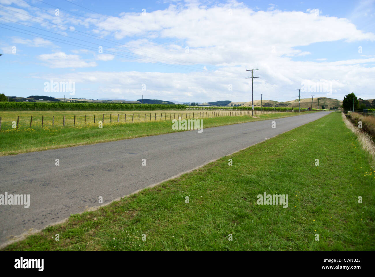 Rural roads and farm land Puketapu Napier New Zealand Stock Photo