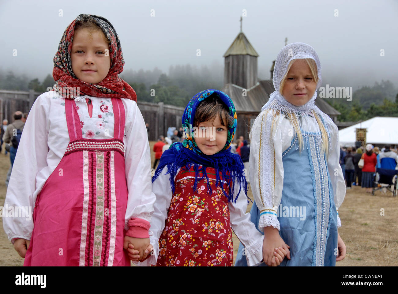 Russian Orthodox Church Bicentennial Celebration at Fort Ross State  Historic Park in California. Young girls in Russian costumes Stock Photo -  Alamy