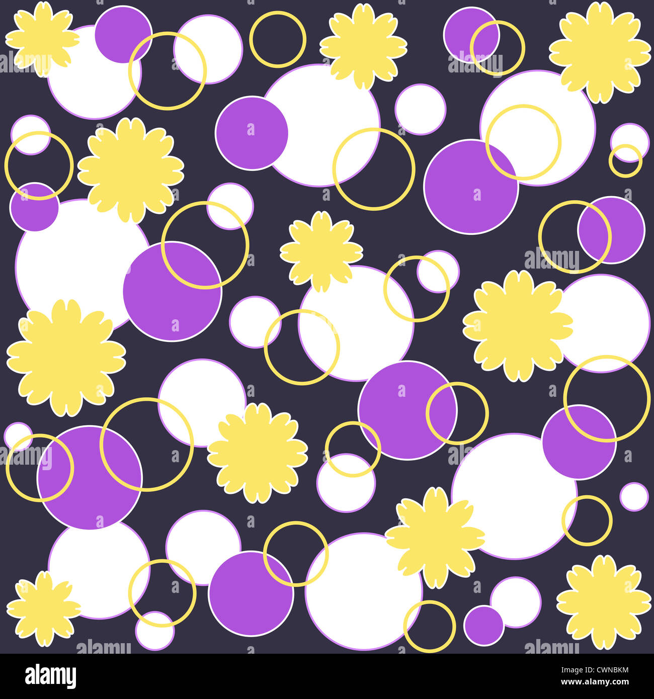 Pattern Yellow Violet Flowers and circles pattern in white , violet and yellow Stock Photo ...