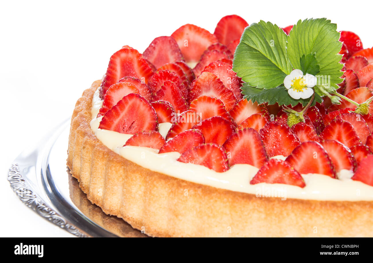 Strawberry Cake isolated on white background Stock Photo - Alamy
