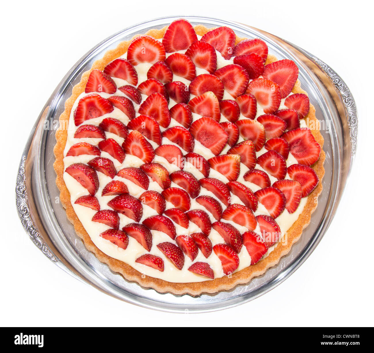 Isolated Strawberry Cake on white background Stock Photo - Alamy