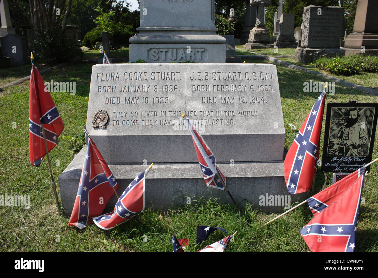 Tomb of James Ewell Brown 'Jeb' Stuart ,Confederate General of the American Civil War. Hollywood cemetery, Richmond, VA, USA Stock Photo