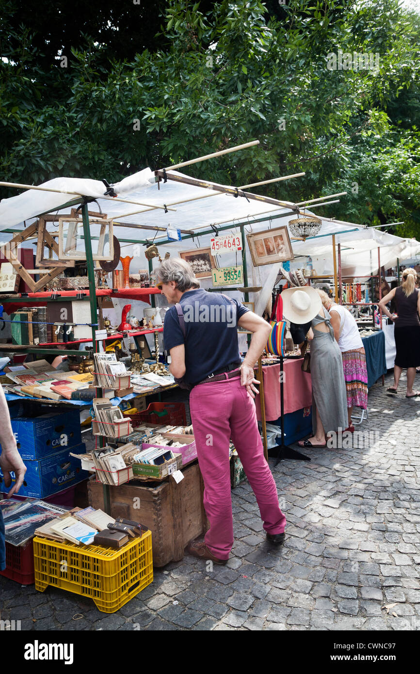 The Sunday Flea Market in San Telmo, Buenos Aires, Argentina. Stock Photo