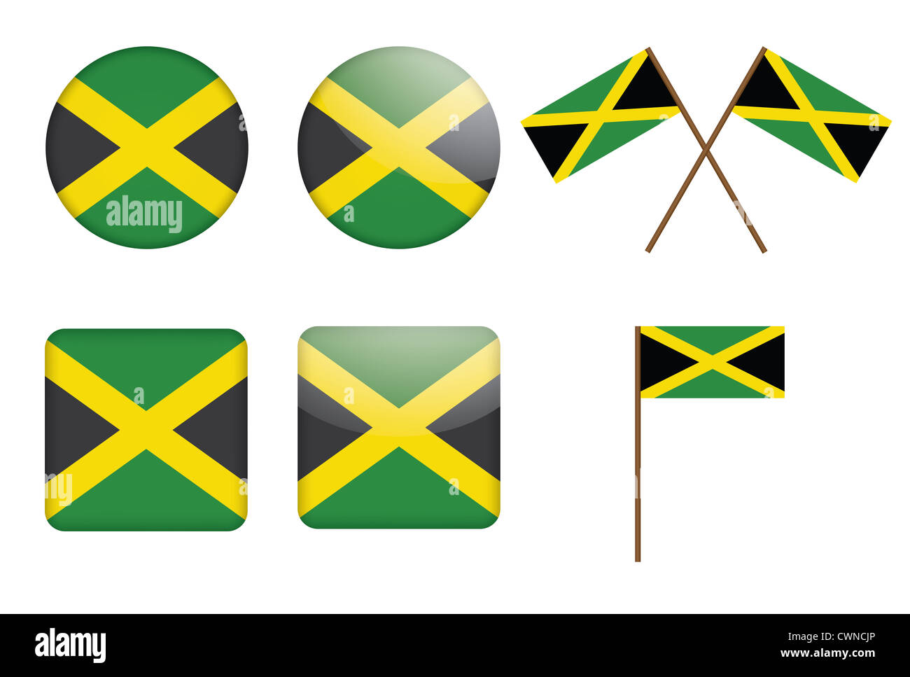 set of badges with flag of Jamaica illustration Stock Photo