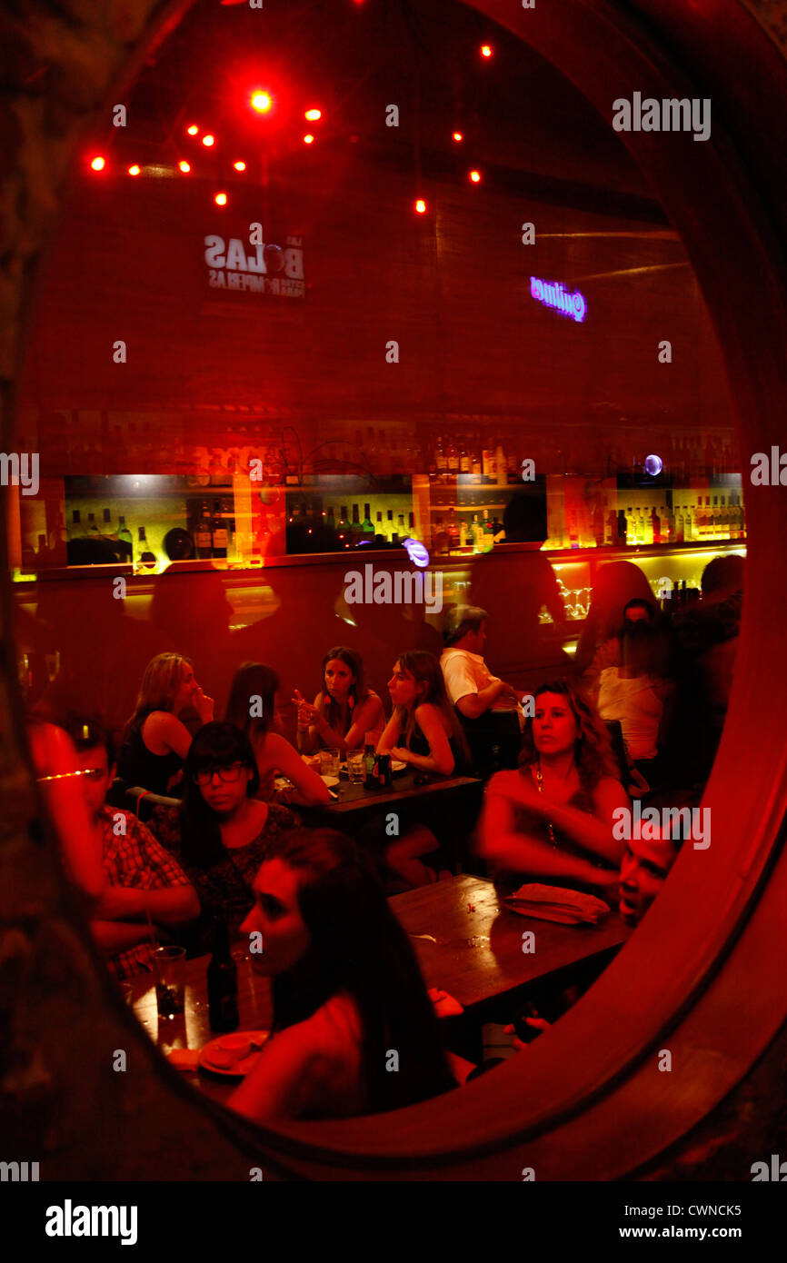 People sitting at the trendy Congo Bar in Palermo Soho, Buenos Aires, Argentina. Stock Photo