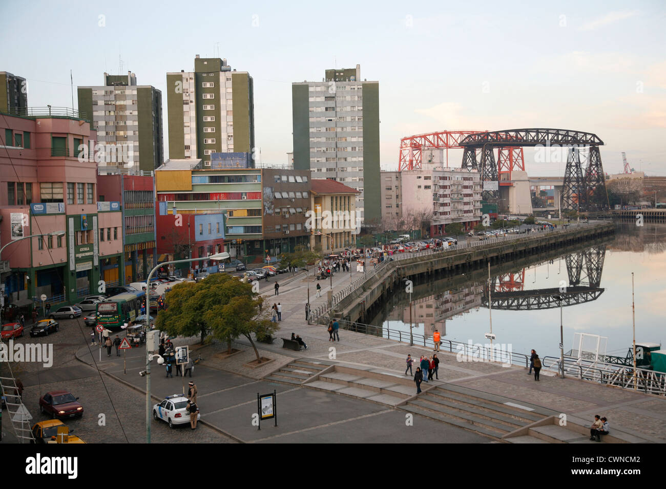 View over the la Vuelta de Rocha from Fundacion PROA in La Boca, Buenos Aires, Argentina Stock