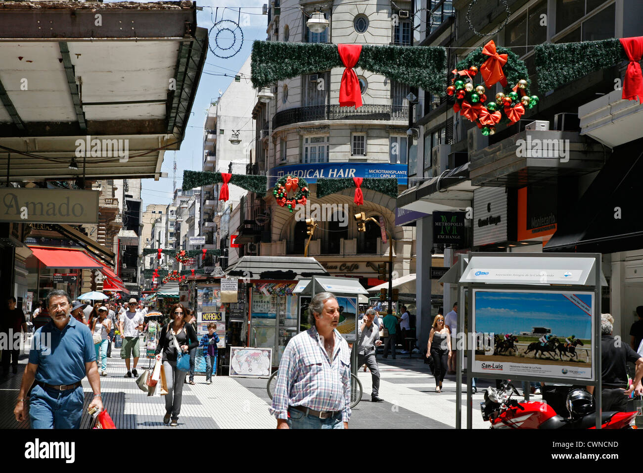 View over Florida Street the main pedestrian street in Buenos Aires, Argentina. Stock Photo