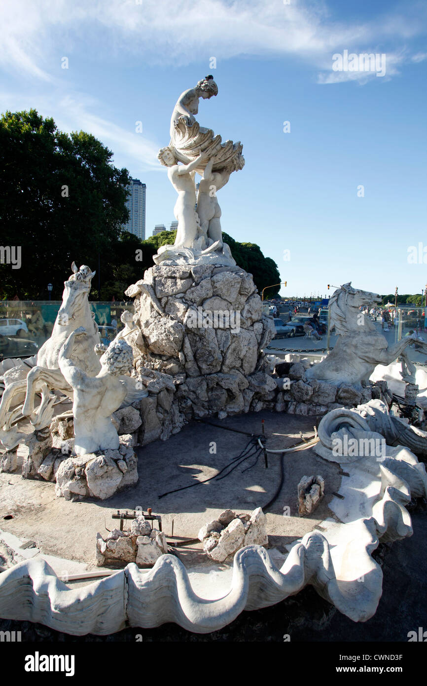 Las Nereidas statue by Lola Mora at Costanera Sur, Buenos Aires, Argentina. Stock Photo