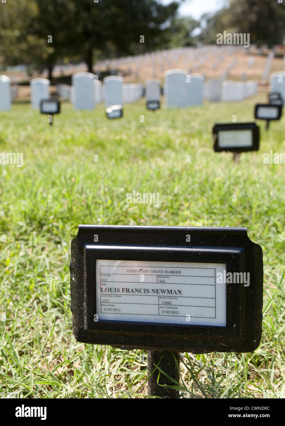 Temporary grave markers at Arlington National Cemetery - Washington, DC USA Stock Photo
