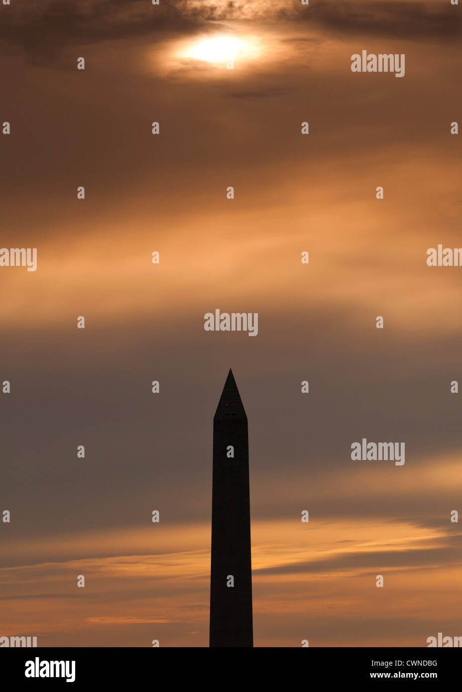 Washington Monument on cloudy day - Washington, DC USA Stock Photo