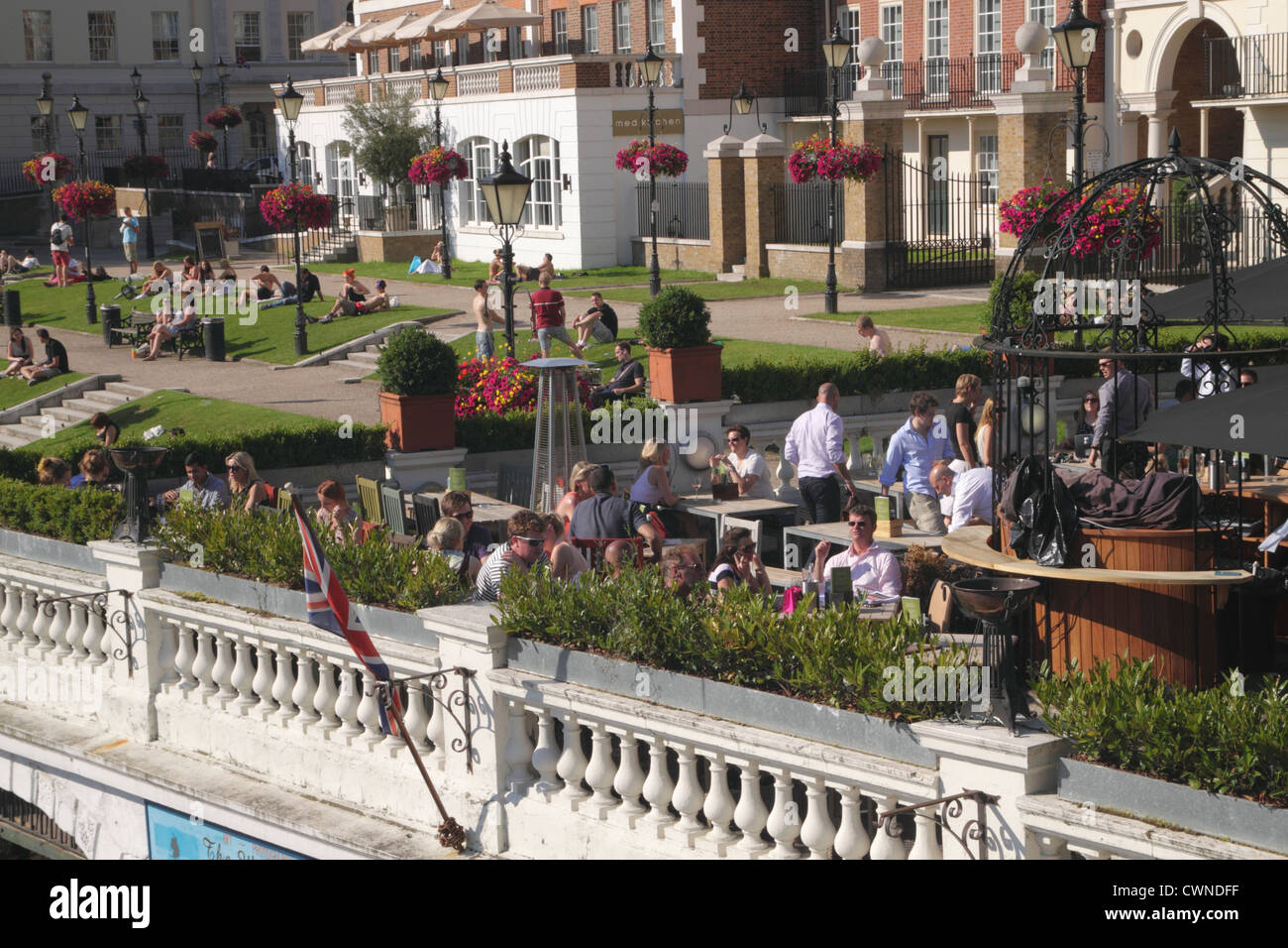 Terrace of Pitcher and Piano restaurant bar at Richmond Upon Thames