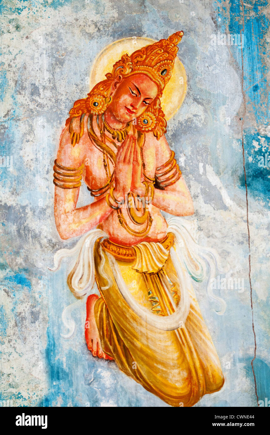 Traditional Sri Lanka style art with the buddhism angel - deva image Stock Photo