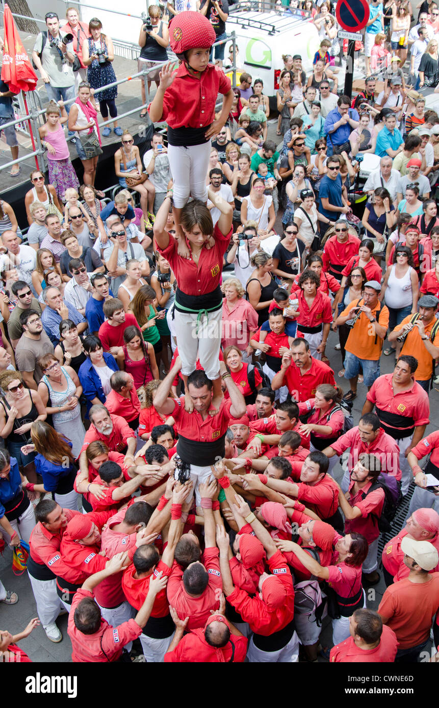 Castellers festival in Barcelona Stock Photo - Alamy