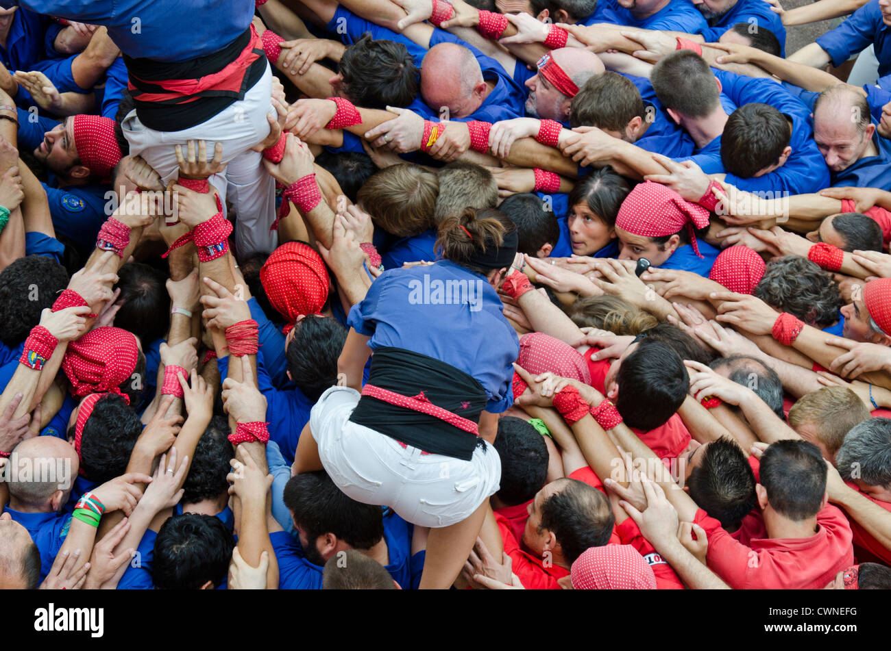 Castellers festival in Barcelona Stock Photo - Alamy