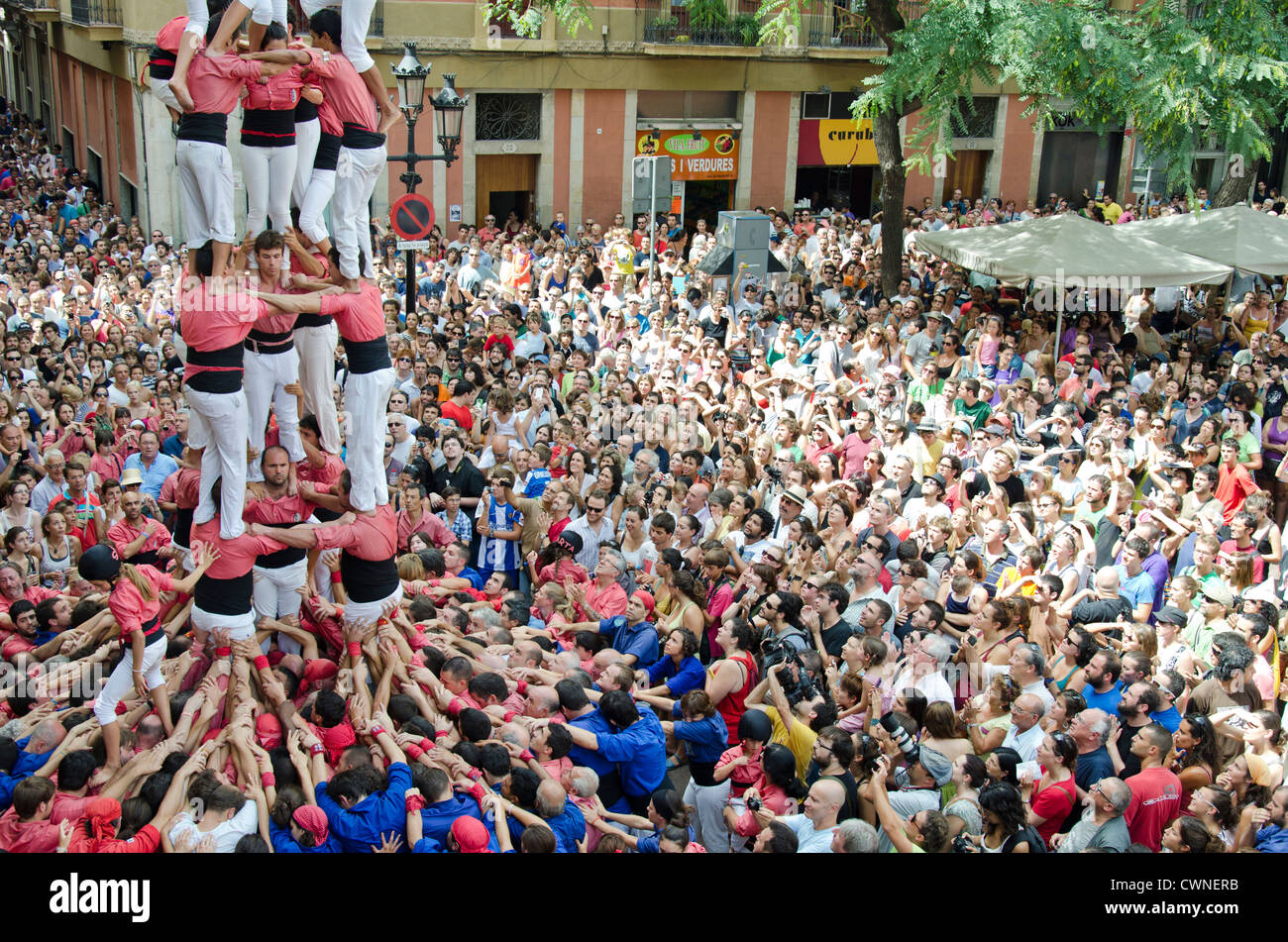 Castellers festival in Barcelona Stock Photo, Royalty Free Image ...
