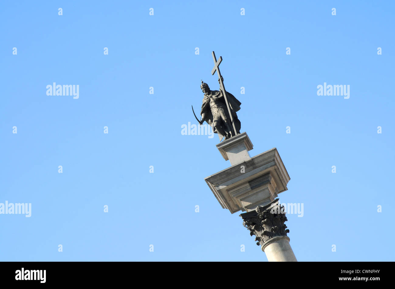 king Sigismund III Vasa Column on Old Town in Warsaw, Poland Stock Photo