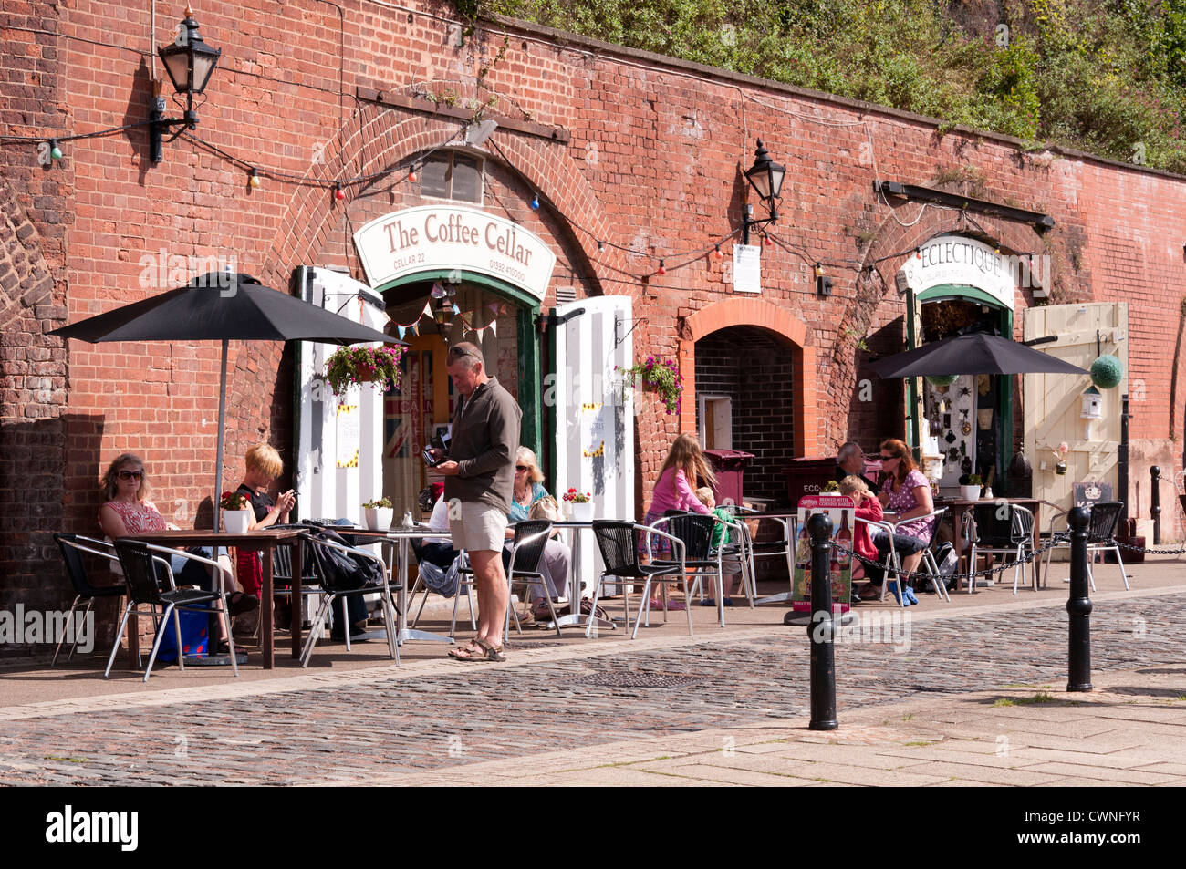 Shops and cafes at Exeter Quay Stock Photo Alamy