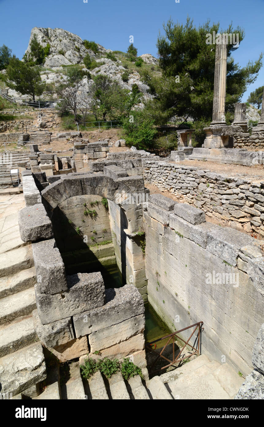 Sacred Roman Spring in the Roman City or Ruins of Glanum, Saint-Rémy-de-Provence, Provence France Stock Photo
