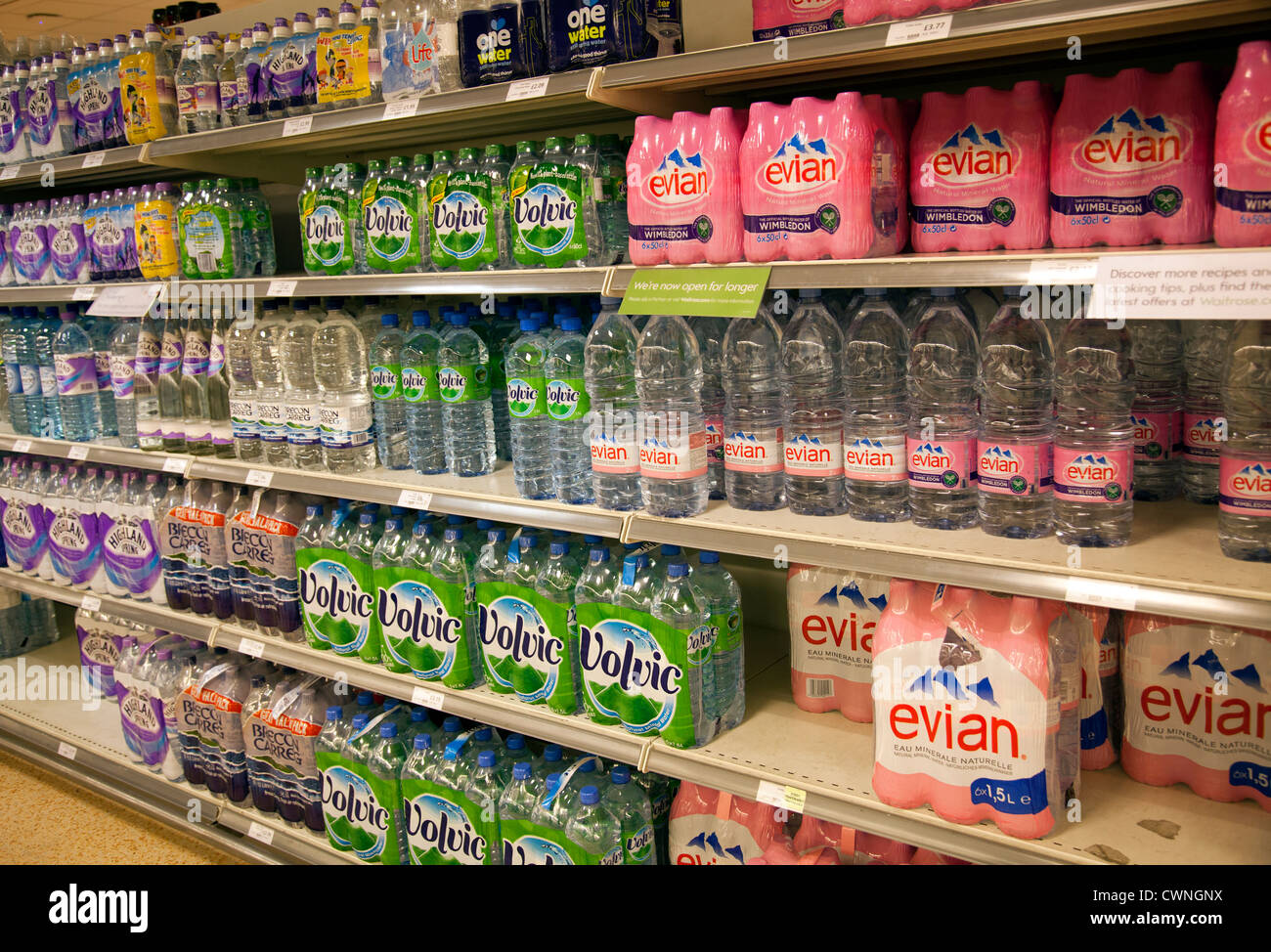 Bottled Water on Waitrose Shelves UK Stock Photo Alamy