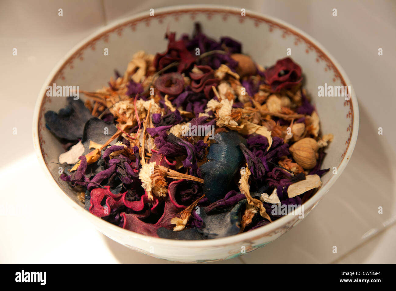 Potpourri in Dish in Bathroom Stock Photo Alamy