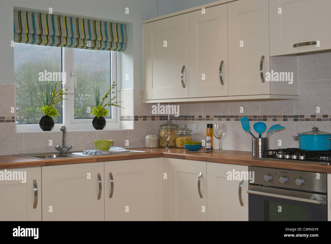 modern fitted kitchen Stock Photo