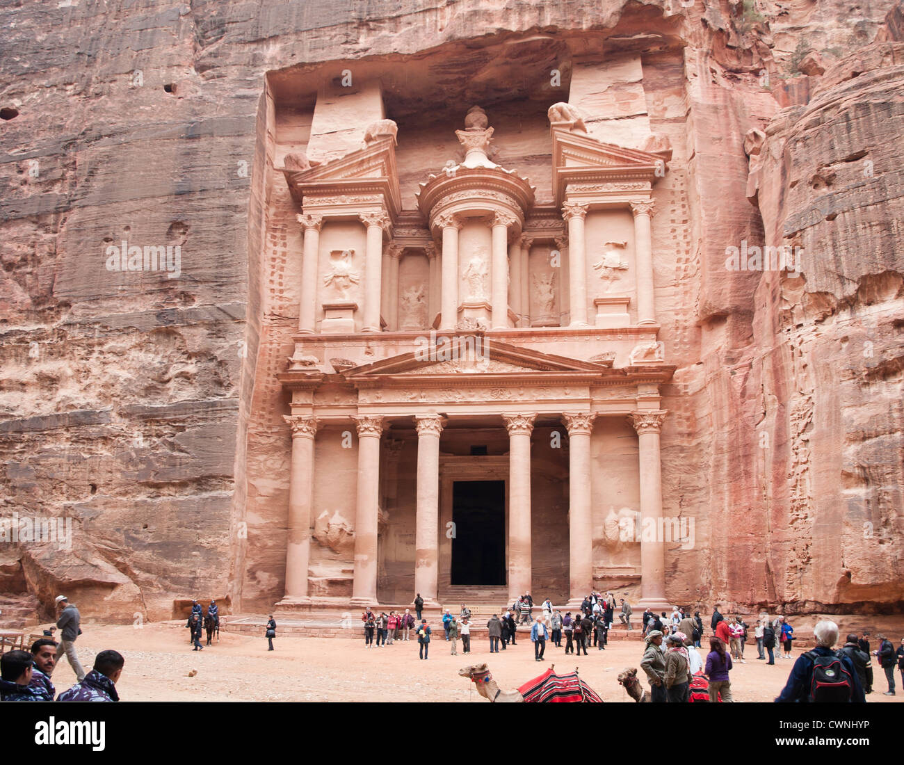 Petra historical and archaeological site in Jordan the main attraction Al  Khazneh or the treasury Stock Photo - Alamy