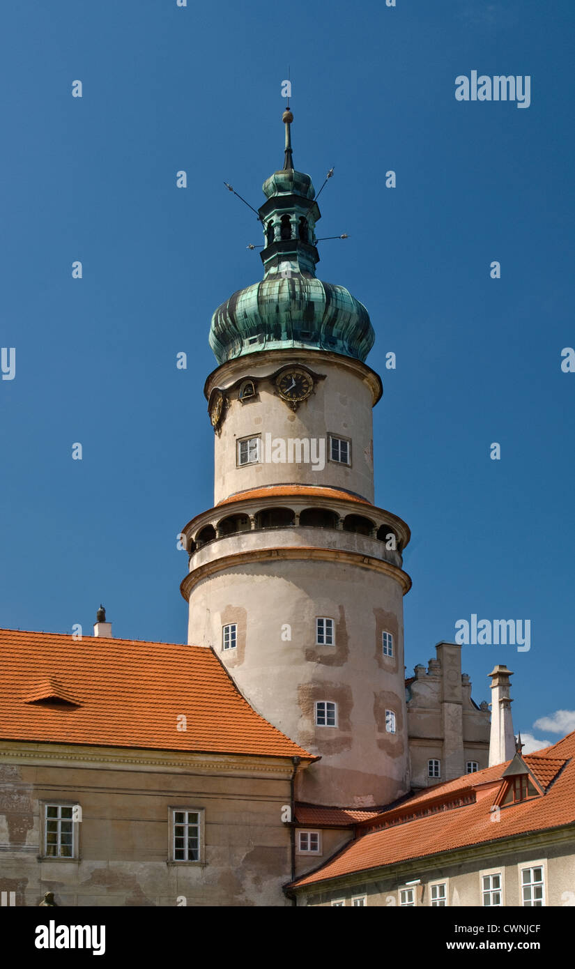 Castle tower at Nové Město nad Metují in Kralovehradecky kraj (Hradec Králové Region), Czech Republic Stock Photo