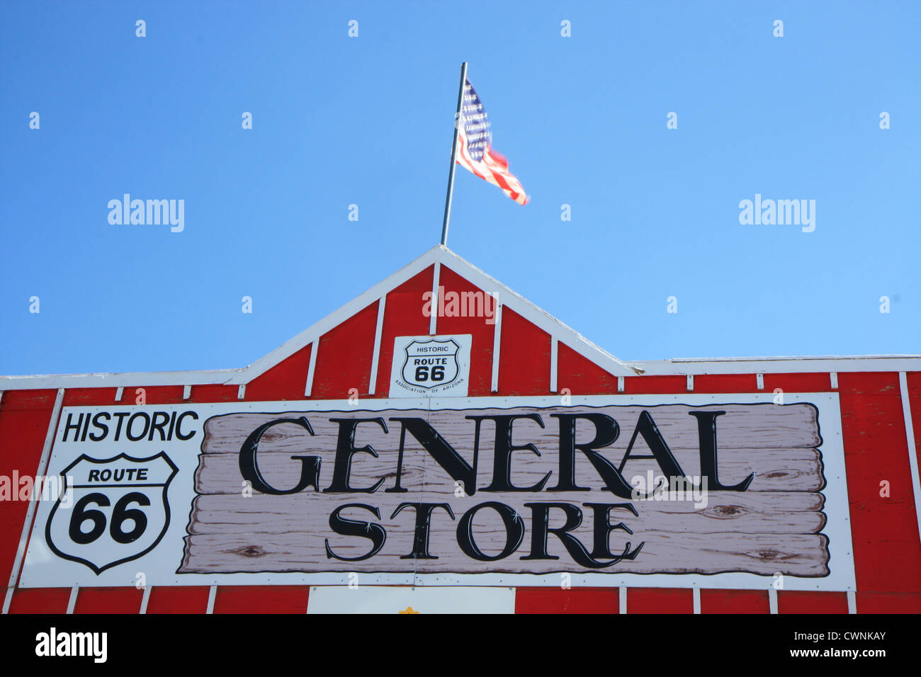 General store sign on U.S. historic Route 66 between Seligman and