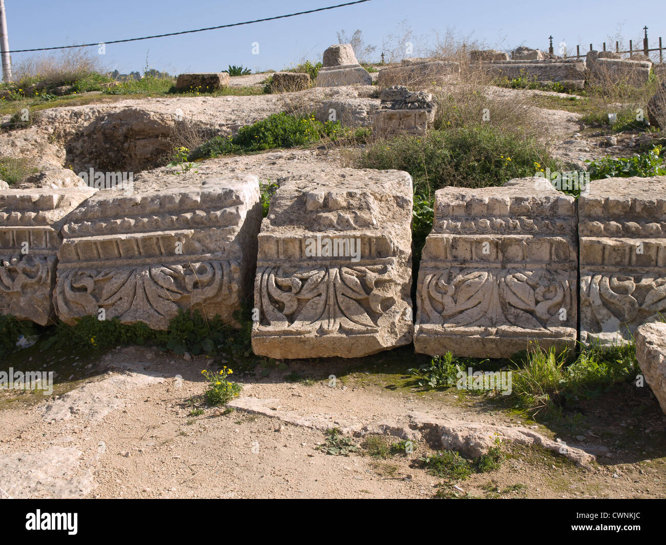 Ruins of the roman city of Gerasa in todays Jerash in Jordan part of frieze Stock Photo