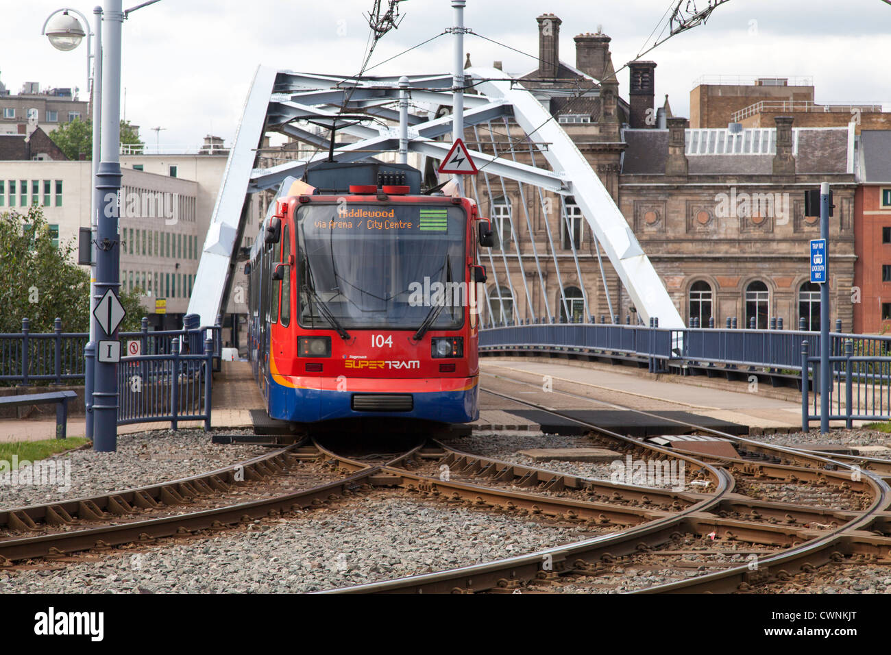 Supertram is a light rail network in Sheffield, Uk operated by Stagecoach. Stock Photo