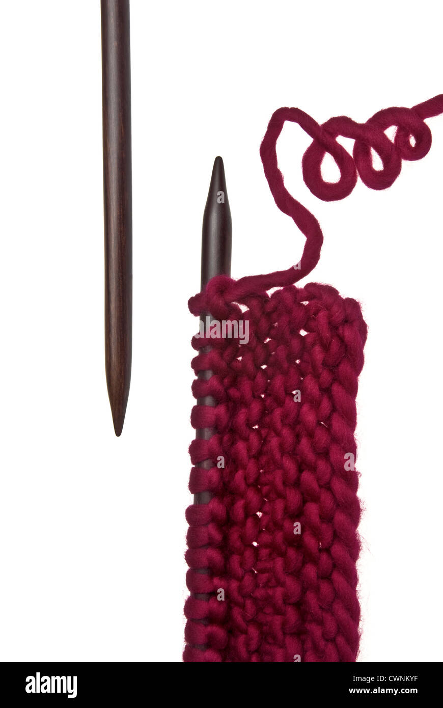Knitting needles and wool, isolated on 100 white background Stock