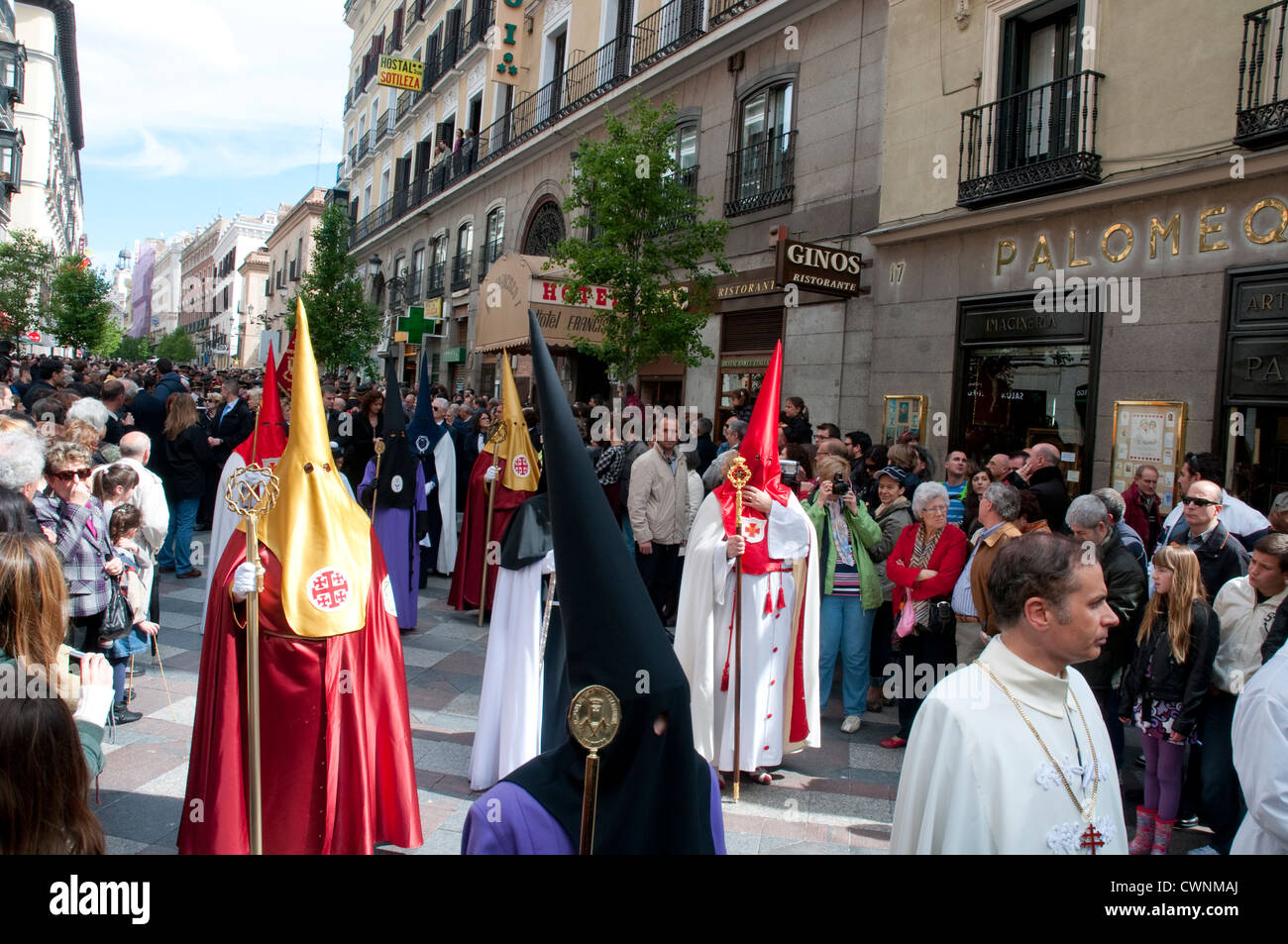 Holy Week procession. Arenal street, Madrid, Spain. Stock Photo