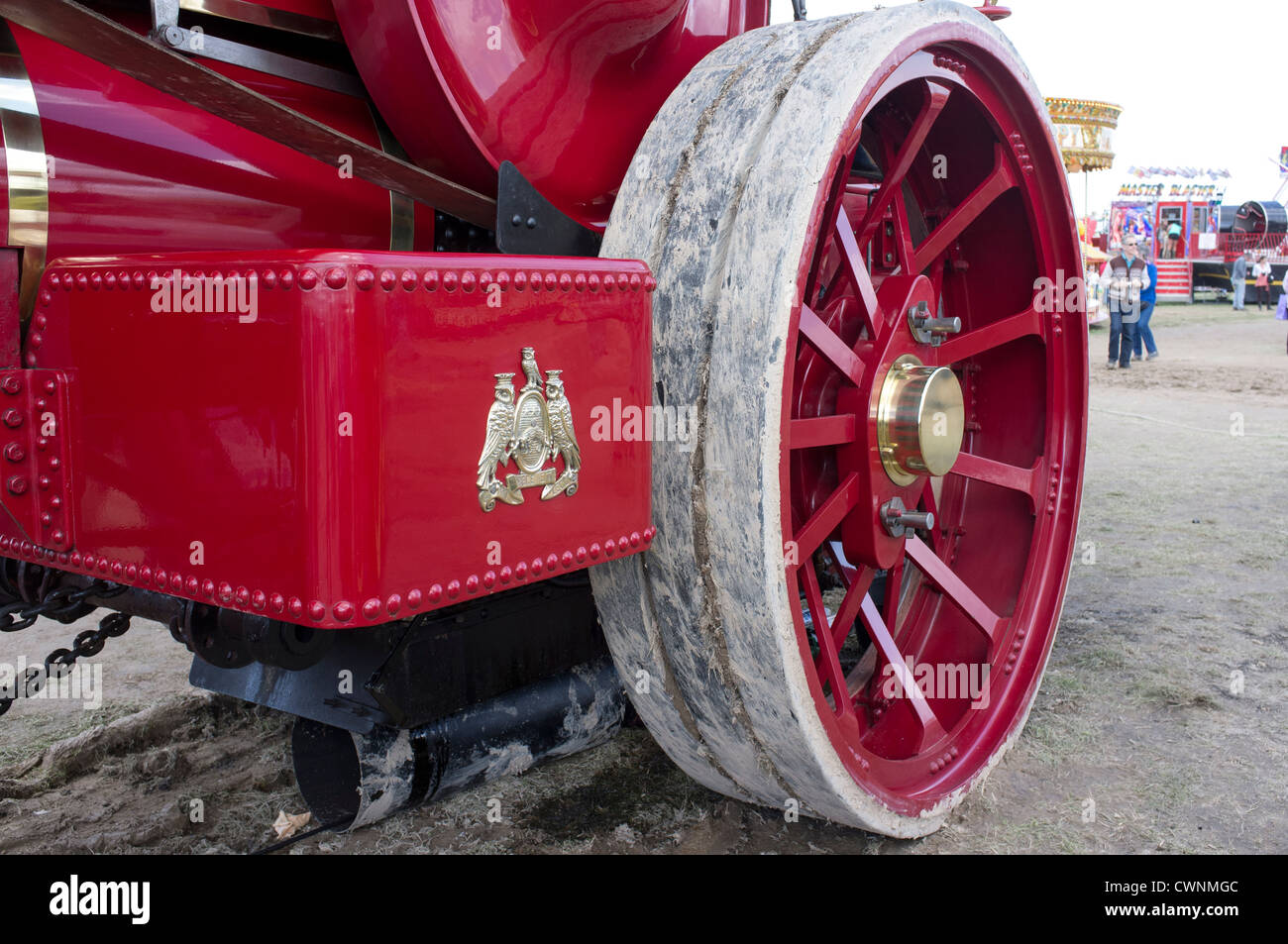 Rear wheel of steam traction engine Stock Photo Alamy