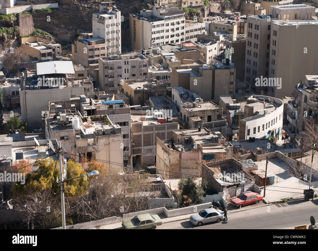 Rooftops in central Amman Jordan photographed from the citadel Stock