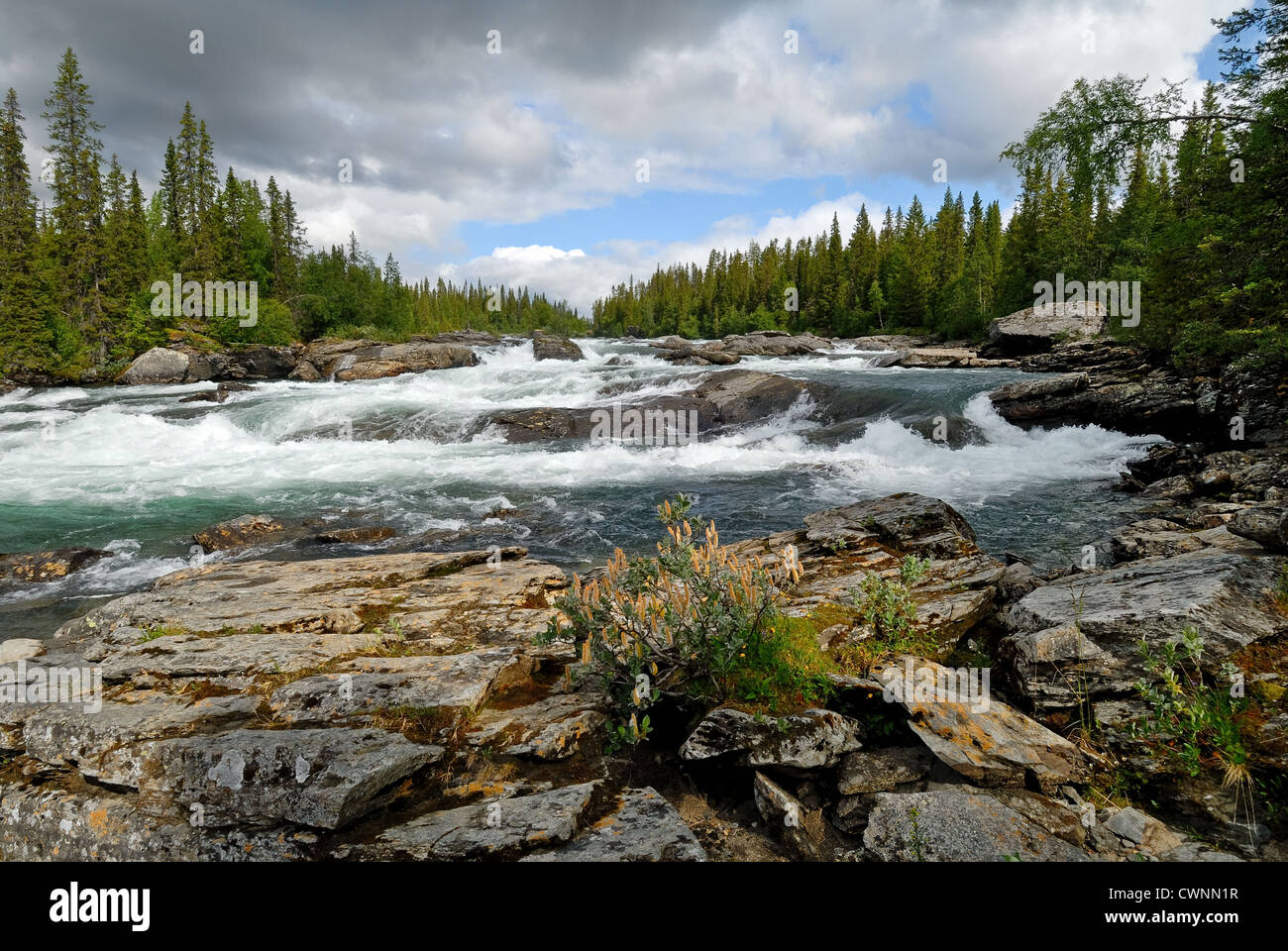 This is Kamajokk in summer. Still full of water melting from the snow of  the mountaintops nearby in the national parks Stock Photo - Alamy