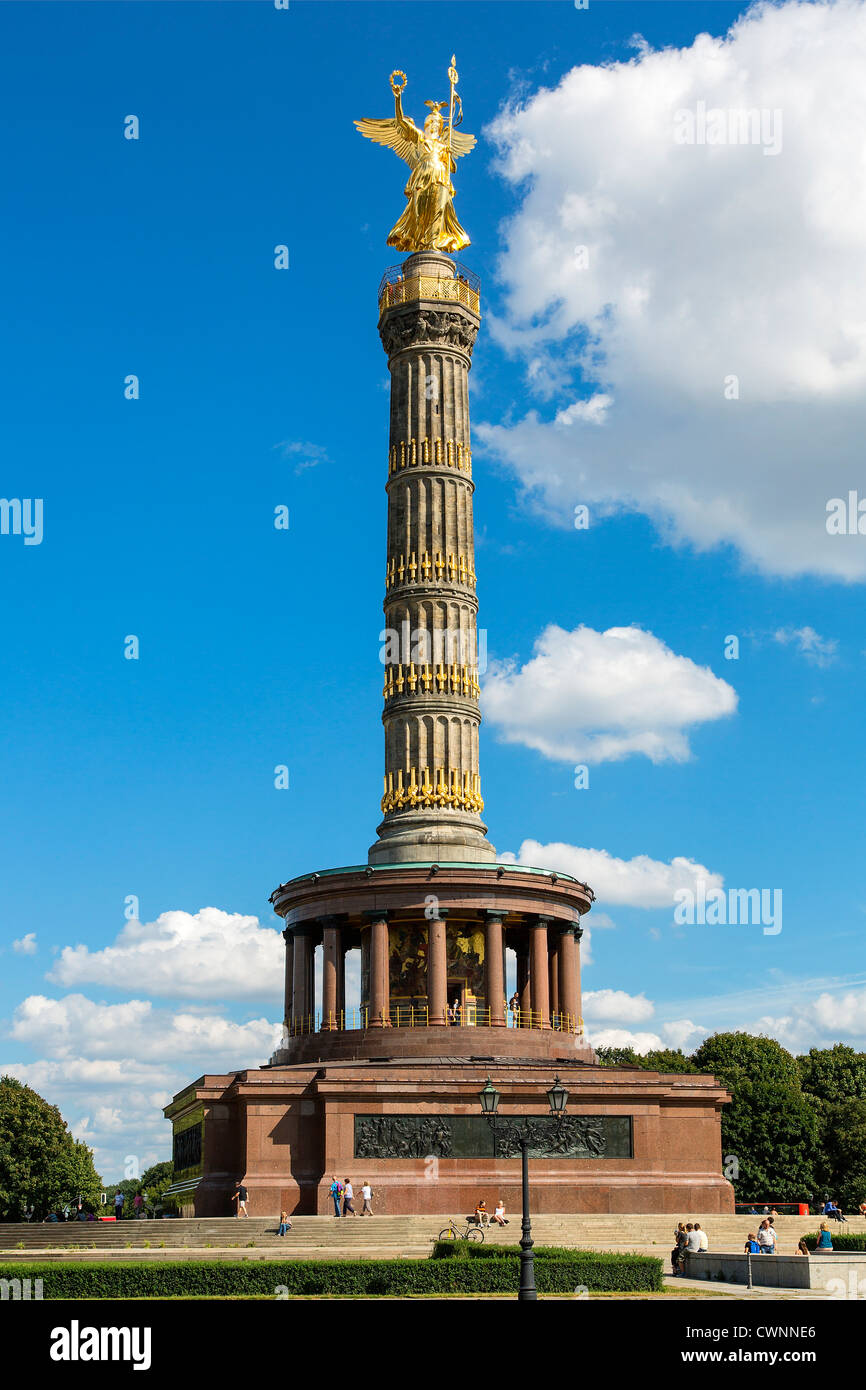 Europe, Germany, Berlin, Siegessaule Monument with Victory Column Statue by Friedrich Darke Stock Photo