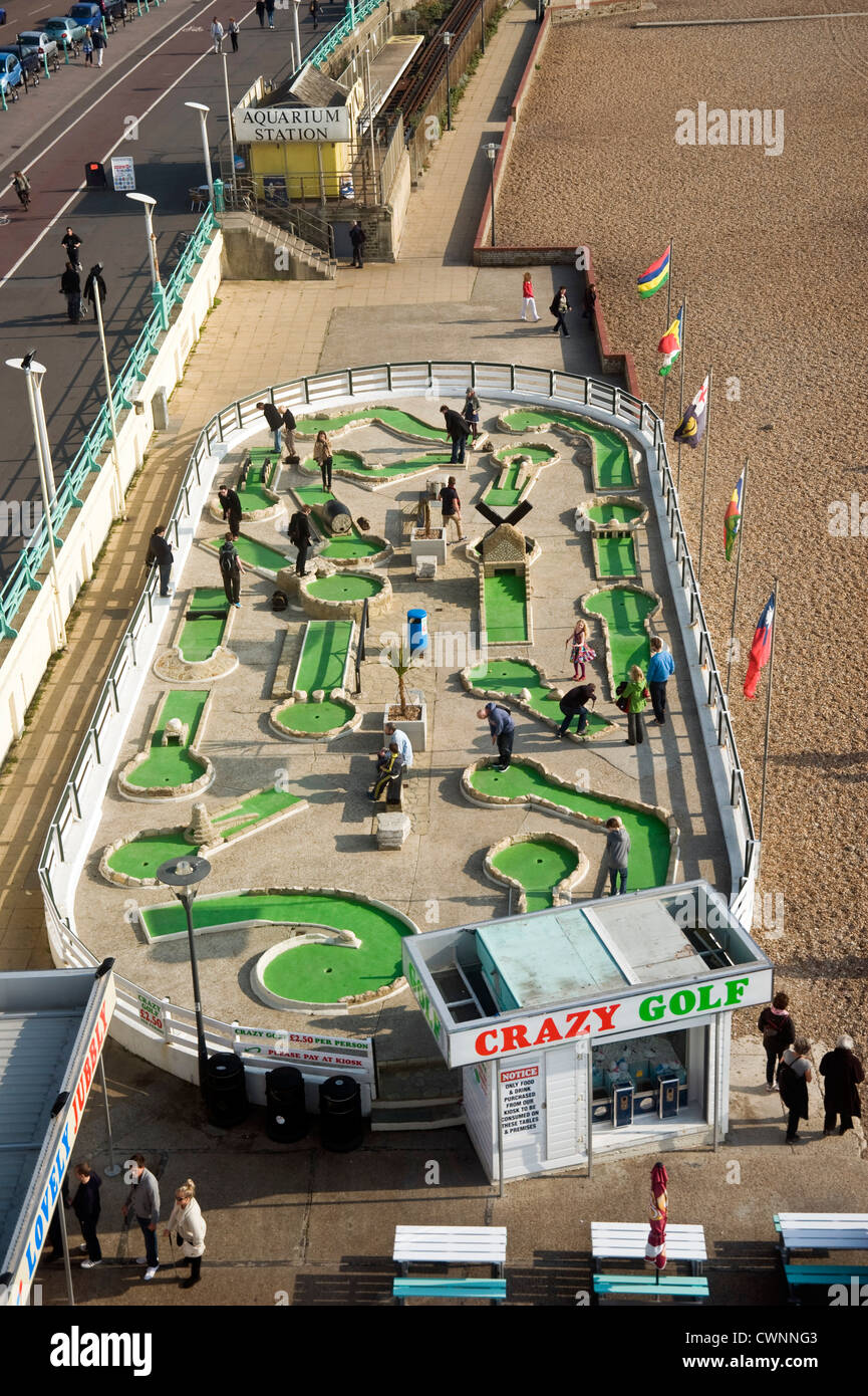 Aerial view of crazy golf in Kemptown, Brighton Stock Photo