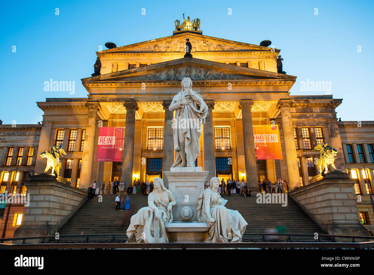 Europe, Germany, Berlin, Statue of Friedrich Schiller in the Gendarmenmarkt Stock Photo