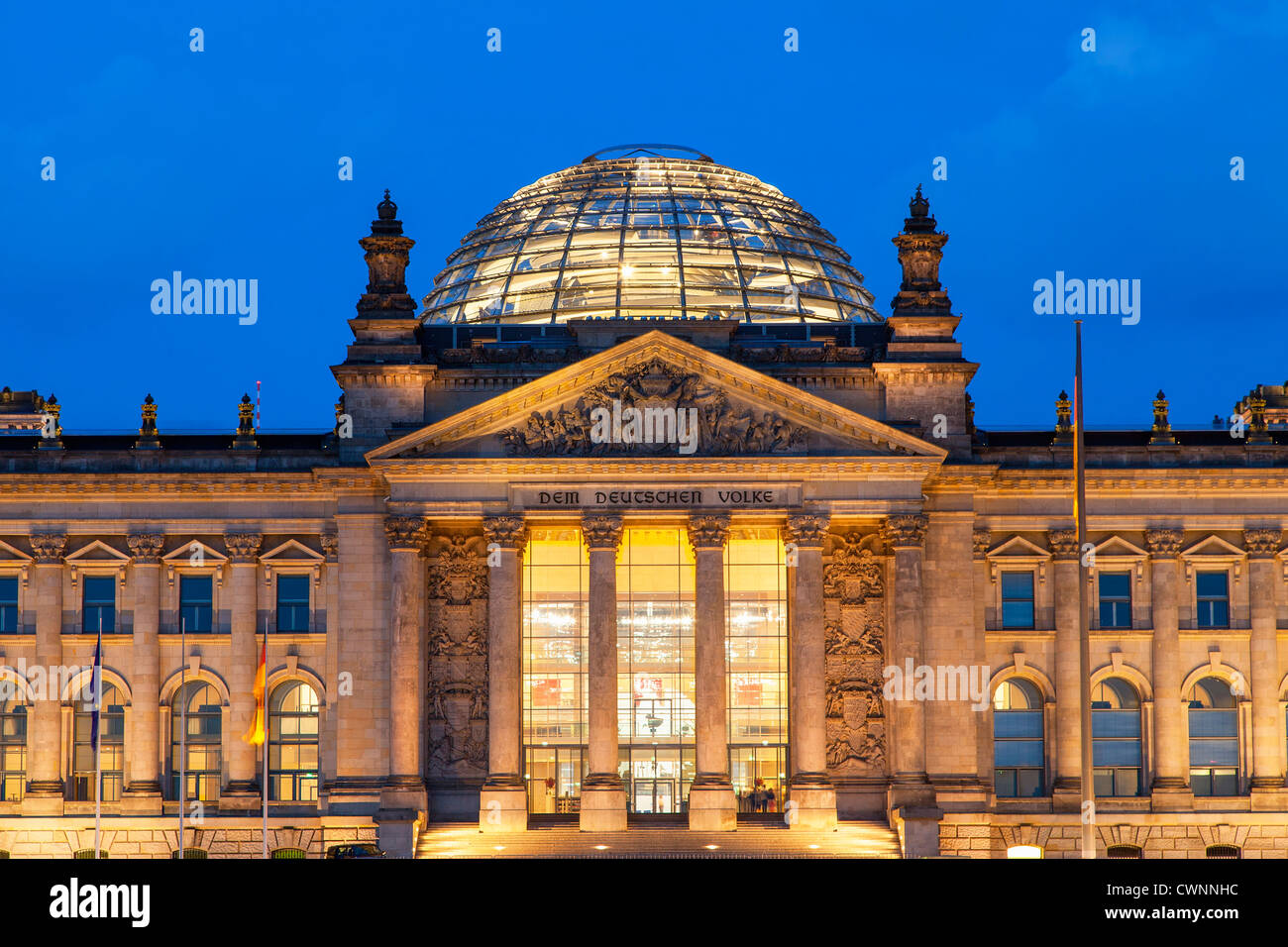 Europe, Germany, Berlin, Reichstag at Night Stock Photo